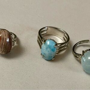 Vintage Silver Blue Cabochon Rings